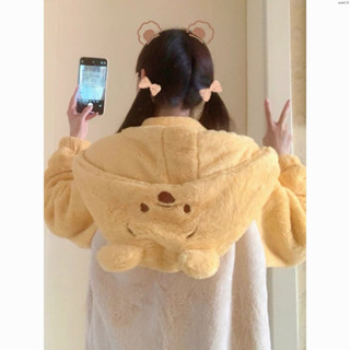 臺灣現⚡貨 小熊維尼珊瑚絨睡衣女冬季加絨加厚連帽法蘭絨睡袍冬天冬款家居服 睡袍 冬天睡衣 保暖睡衣 浴袍 卡通睡袍 長袖