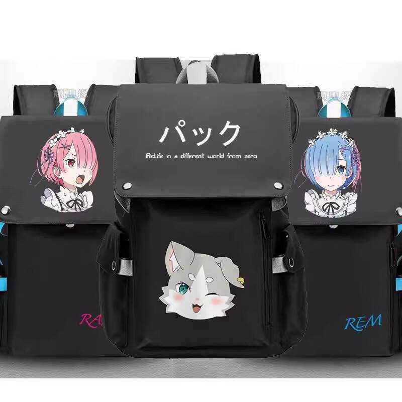 從零開始的異世界生活書包 痛包 學生書包 二次元背包 re從零開始的異世界生活書包拉姆蕾姆動漫周邊二次元男學生雙 e08