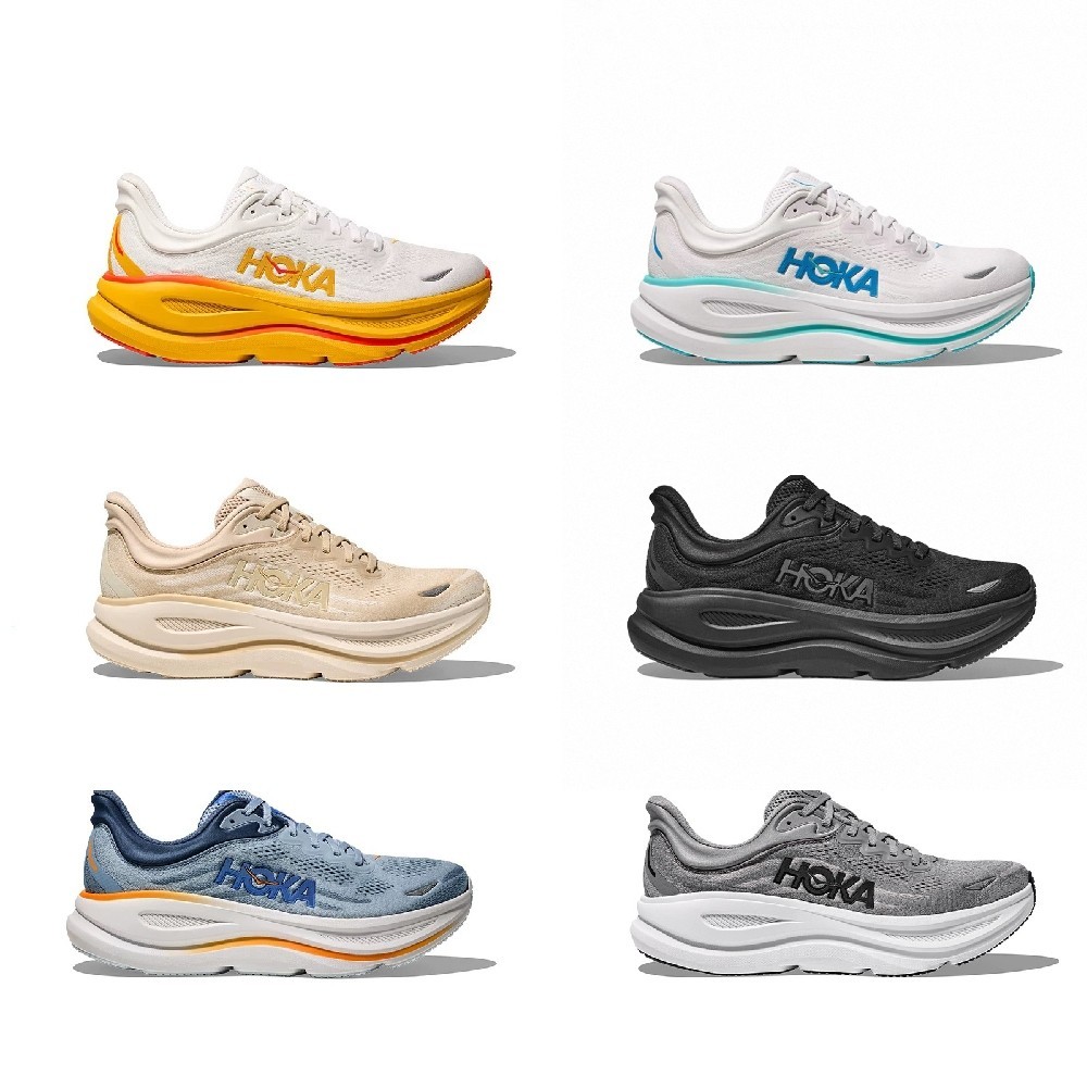 日本專櫃 CB       HOKA ONE ONE Bondi 9 跑鞋黑色厚底慢跑鞋 1162011-BBLC男女款
