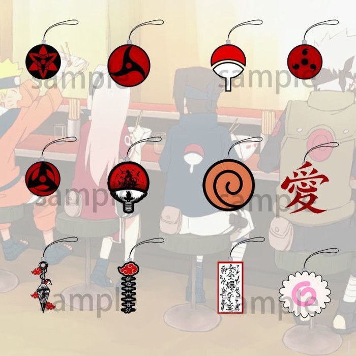 【在台出貨】 火影忍者 曉 週邊 手機鏈 卡通寫輪眼 忍者手裡劍 亞克力迷你掛飾 動漫掛件配件