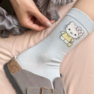 襪子男女 襪子女 男襪 夏季 2026 Hello Kitty白色襪子女中筒襪秋款日系卡通ins學生卡通動漫長筒襪