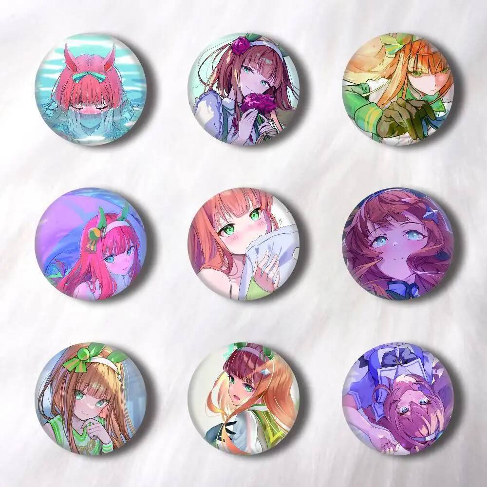 動漫 Uma Silence Suzuka Pins 徽章圓形激光徽章胸針衣服背包配件