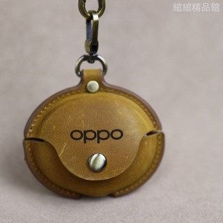 真牛皮適用OPPO Enco clip2保護套簡約瘋狂馬皮OPPO Enco clip2耳機