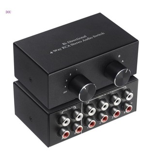 ♞(適用於 ) Dou 4 埠 R L 立體聲切換器兩路 RCA 切換分配器共享有源揚聲器切換器 AC004