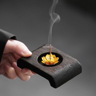 禪意擺件「限時大促」 鋅合金蓮花線香插小號沉香香爐擺件小香插禪意插香香座香薰爐