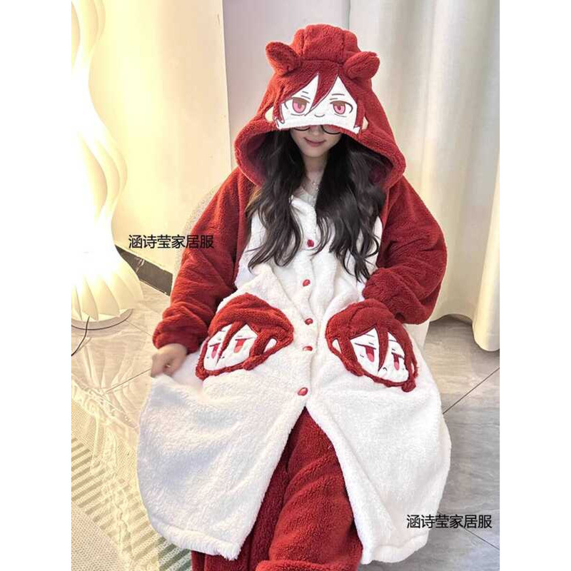 藍色監獄千切豹馬冬季新款珊瑚絨睡袍女加厚法蘭絨藍鎖睡衣家居服 藍色監獄 周邊 睡衣 睡袍 藍色監獄周邊 動漫周邊 798