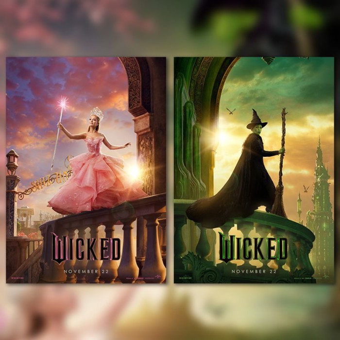 免運 魔法壞女巫 Wicked 艾芙芭 格琳達 電影海報 海報 裝飾畫 墻貼 影院院線周邊物料 宿舍臥室牆面裝飾銅版紙