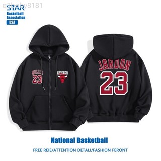 公牛隊 NBA 韓版拉鏈連帽外套 刷毛外套 外套oversize 外套 開衫 衛衣 學生 秋冬 加絨外套