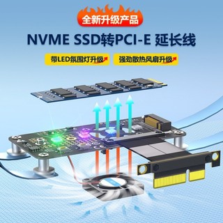 新款 M.2 轉PCI-E 帶風扇延長線 ，NVME SSD轉PCI-E延長線帶風扇