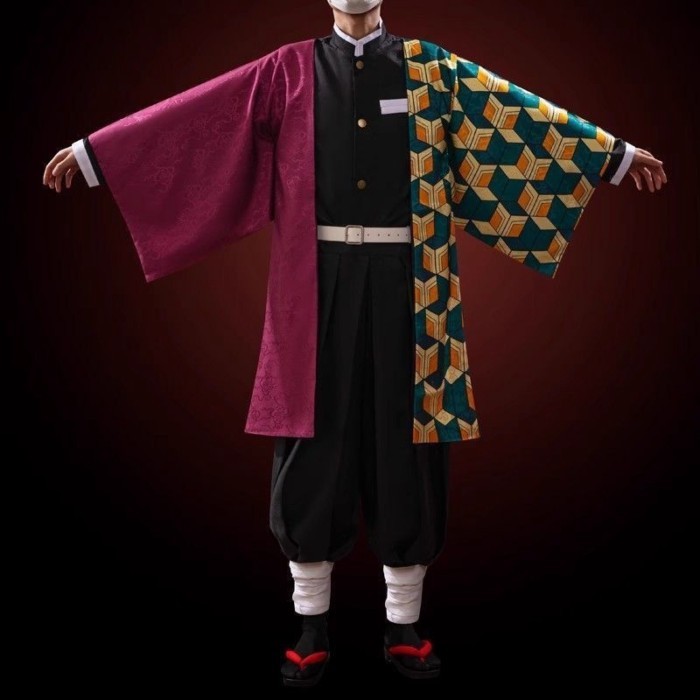 【在台出貨】cos應援衣服 漫展裝飾服 暗紋祥雲富岡義勇cos服鬼滅之刃cosplay服裝水柱富岡義勇暗紋羽織 動漫週邊
