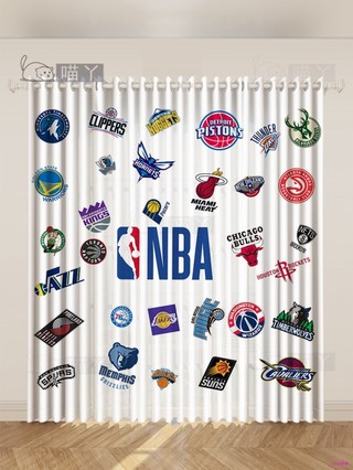 【支持客製化定製】NBA籃球logo背景窗簾湖人隊標 學生宿舍床邊房間裝飾布勇士籃網
