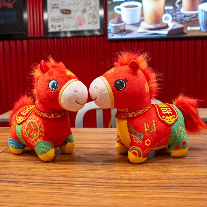 臺灣出吉祥物 馬年吉祥物 喜慶紅馬吉祥物擺件新年生肖馬吉祥物 生肖馬 2026馬年吉祥物 毛絨玩具