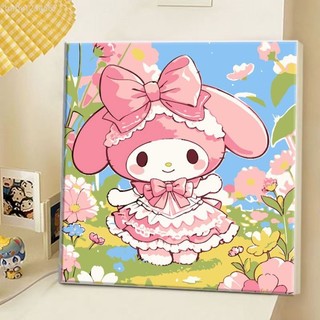 【新款上新】 精美數位油畫美樂蒂填充油彩裝飾畫 小女孩三麗鷗手工塗鴉禮物精美 數字油畫diy 數字油畫20*20 數字畫