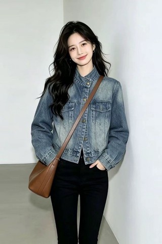 Retro Blue Denim Jacket For Women Spring And Autumn New Styl