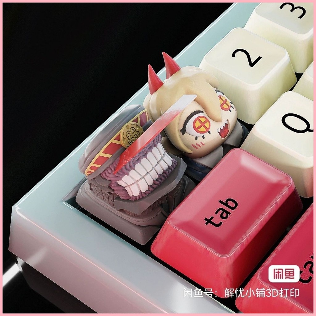 新店下殺🔥滿額免運 電鋸人鍵帽客制化機械鍵盤個性立體鍵帽波奇塔電次帕瓦武士發光