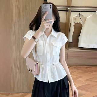 White Short-sleeved Shirt For Women 2026 New Summer Design D