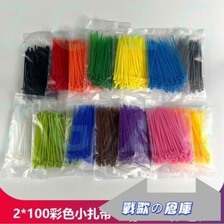 小號尼龍紮帶 2x100 彩色塑膠束線帶 2.5mm 寬 10cm長 藍紅黃綠橙黑白實用 束線帶 尼龍束帶 自