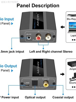 ♞新店特惠 ,Analog to Digital Audio Converter RCA to Optical wit