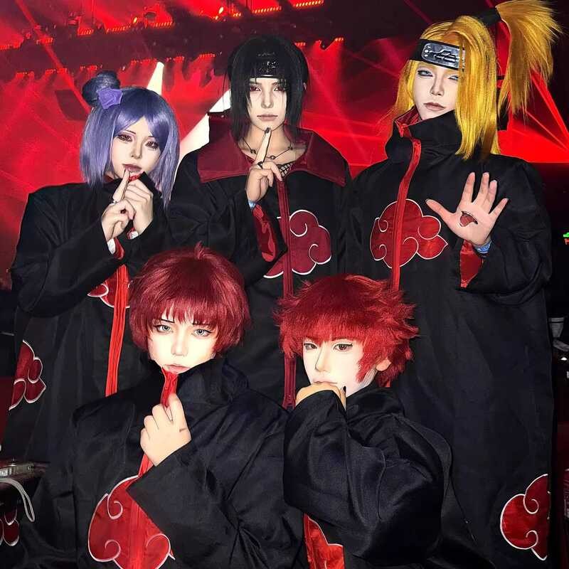 ✨cos服販賣機 曉組織cos衣服四代目火影披風曉組織紅雲袍紅雲袍萬聖節阿飛cos服 da12