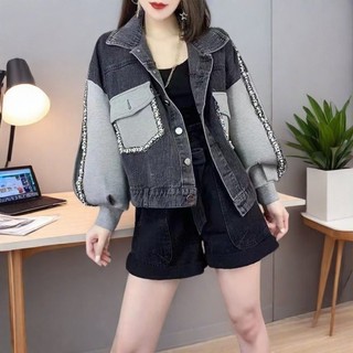 European High-end Western-style Retro Splicing Denim Jacket