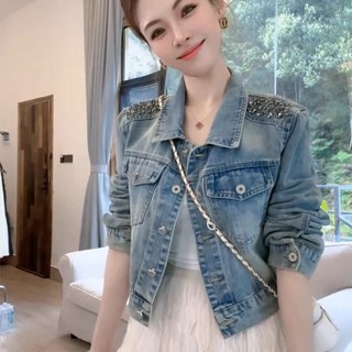 Denim Jacket Retro 2026 New Spring And Autumn Beaded Fashion