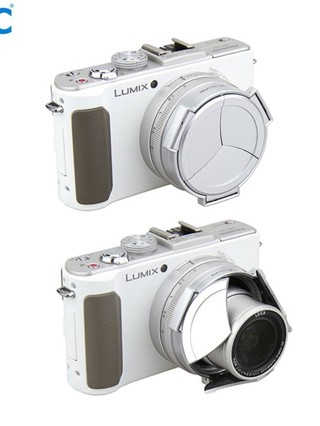 ♞,♘新店特惠 JJC 2合1自動開合鏡頭蓋遮光罩 松下Panasonic DMC-LX7 徠卡Leica D-Lux6