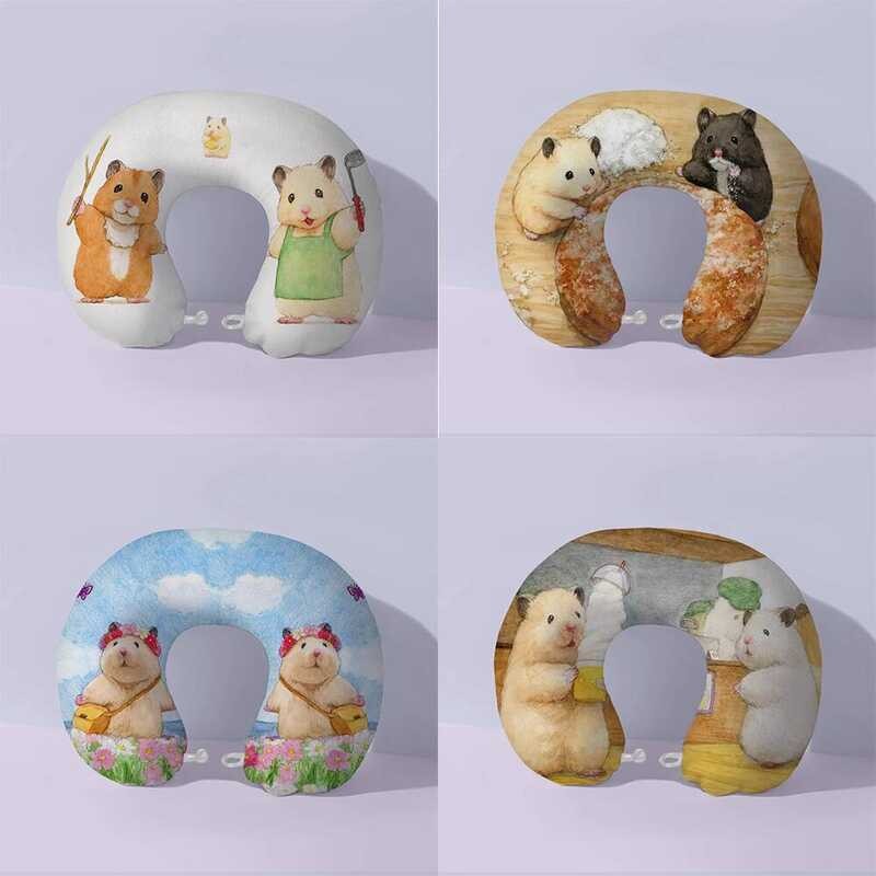 可愛倉鼠周邊 助六的日常 周邊記憶棉旅行護頸枕脖枕 U型枕 a6e