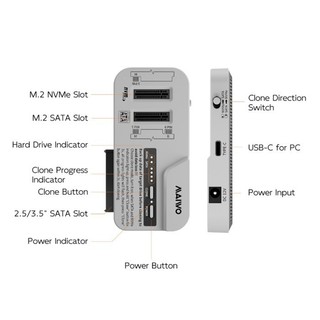 ♞,,MAIWO 2.5/3.5 英寸 SATA HDD/SSD 外殼 M.2 NVMe/SATA SSD 外殼適配