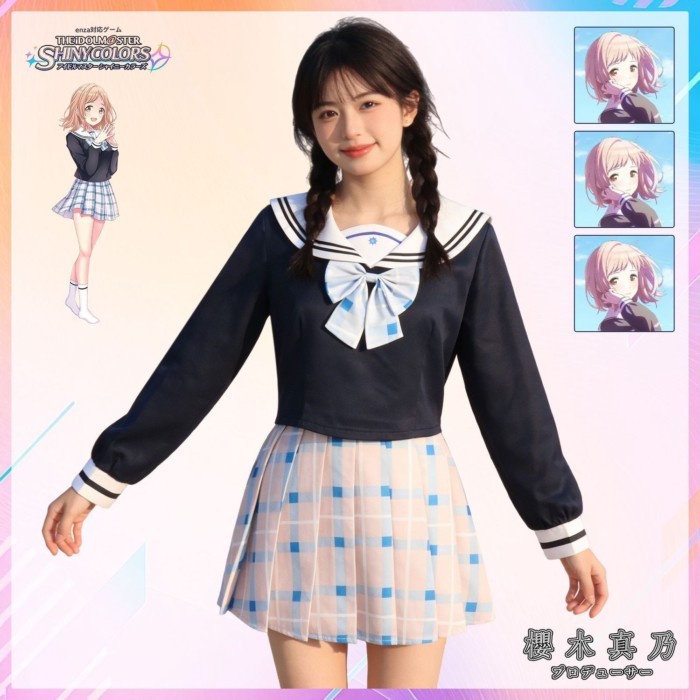 偶像大師cos服動漫日系少女學院風水手服制服櫻木真乃少女cosplay 9 O 8