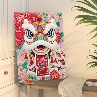 國風鑽石新年醒獅三維立體DIY手工材料立體擺台粘貼鑽