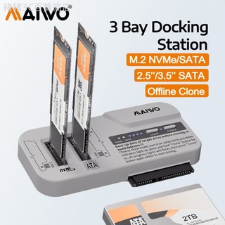 ♞,♘,♙MAIWO 3 托架擴充套件塢 M.2 NVMe SATA SSD 機箱和 2.5 3.5 英寸 SATA 硬盤機