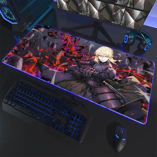 🌈RGB 二次元 滑鼠墊 fate發光鼠標墊Saber黑貞德遠坂凜FGO 動漫滑鼠墊 RGB鍵盤墊電腦桌墊動漫周邊