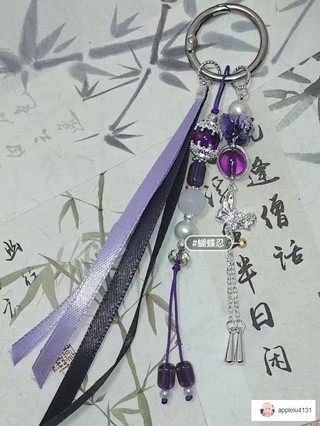 原創冷淡風Y2K串珠手機鏈ccd掛繩少女相機防 韓系 【蝴蝶忍者紫色玫瑰花包掛】流蘇咕本鏈手機鏈掛鏈掛飾蝴蝶書包鑰匙