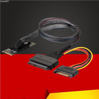 ♞,♘,♙50cm M.2 NVME M Key 轉 SFF-8639 U.2 電纜適配器,帶 15Pin SATA 電