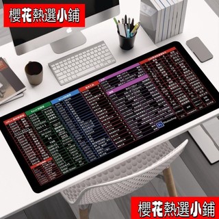 本島發貨 【臺灣發貨】軟體辦公快捷鍵鼠標墊超大滑鼠墊電腦桌墊加厚鎖邊CAD電腦鍵盤墊