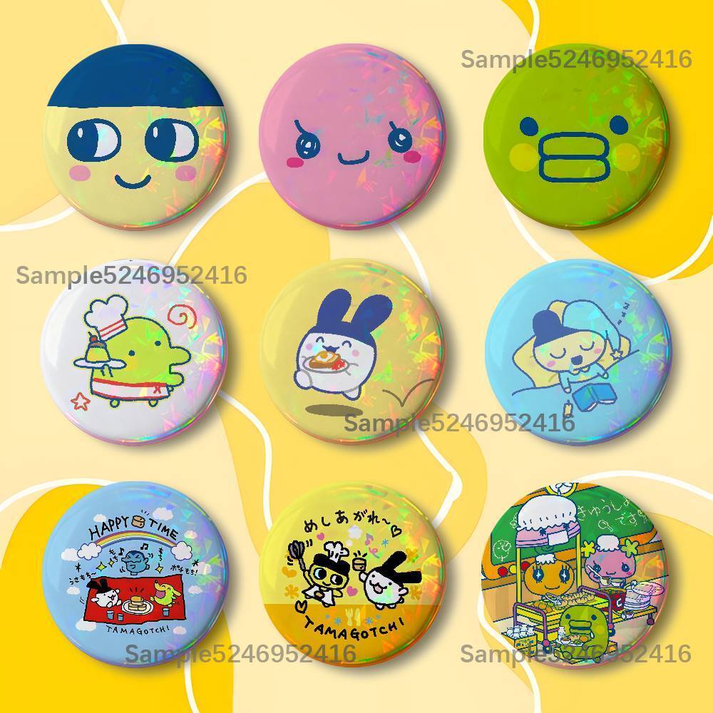 T-Tamagotchi Kuchipatchi 圓形鈕扣別針徽章創意胸針背包衣服擺件時尚卡通飾品