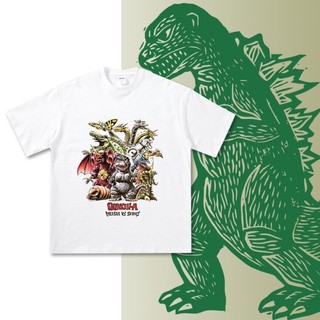 免運 平成哥吉拉全怪獸集結合集短袖 Godzilla 復古白色寬鬆男女T恤 怪獸T恤 短袖上衣 短袖T恤 夏季上衣