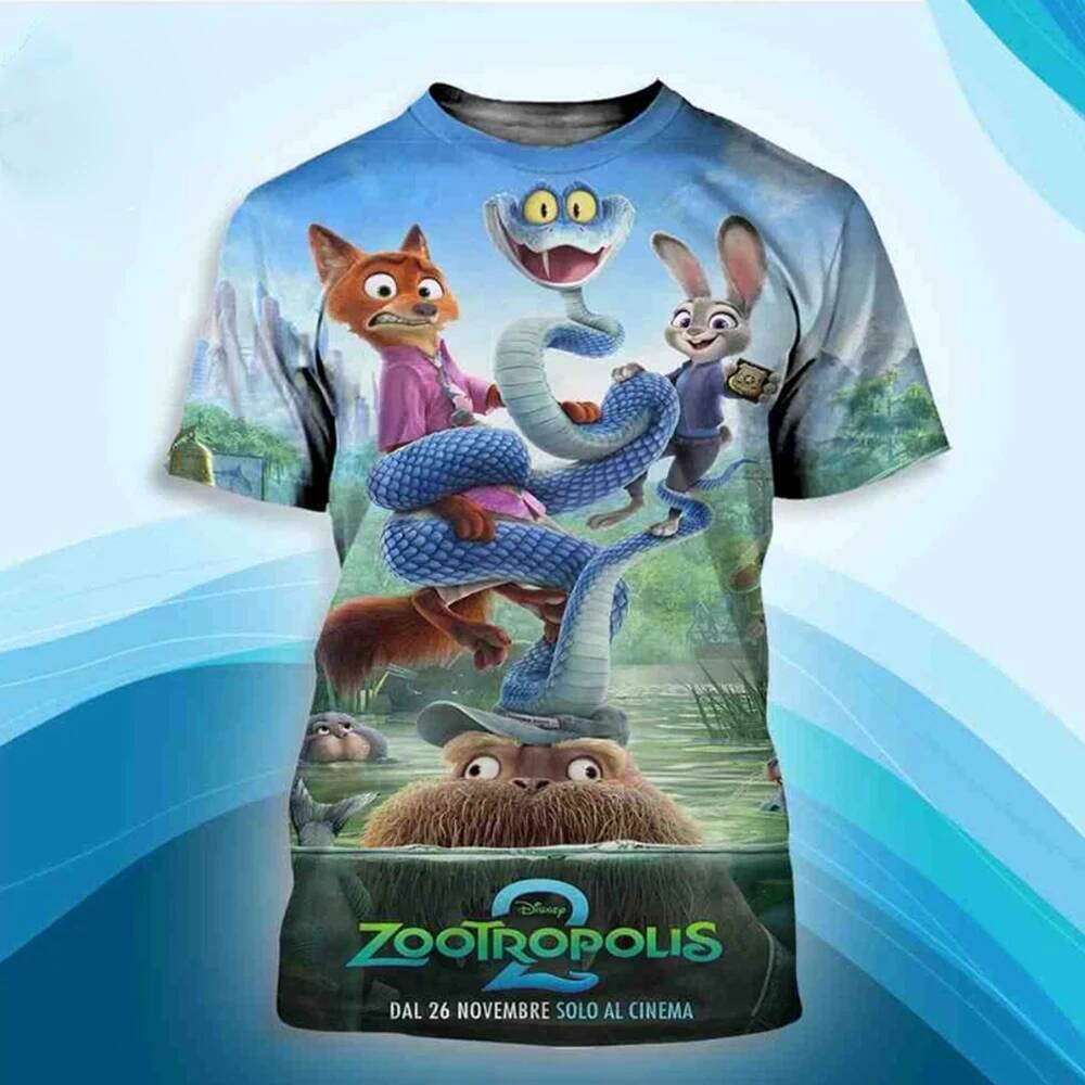 2026 年新國際海報“Zootopia 2”3D 印花 T 恤粉絲尼克·懷德兒童粉絲服裝 T 恤上衣服裝