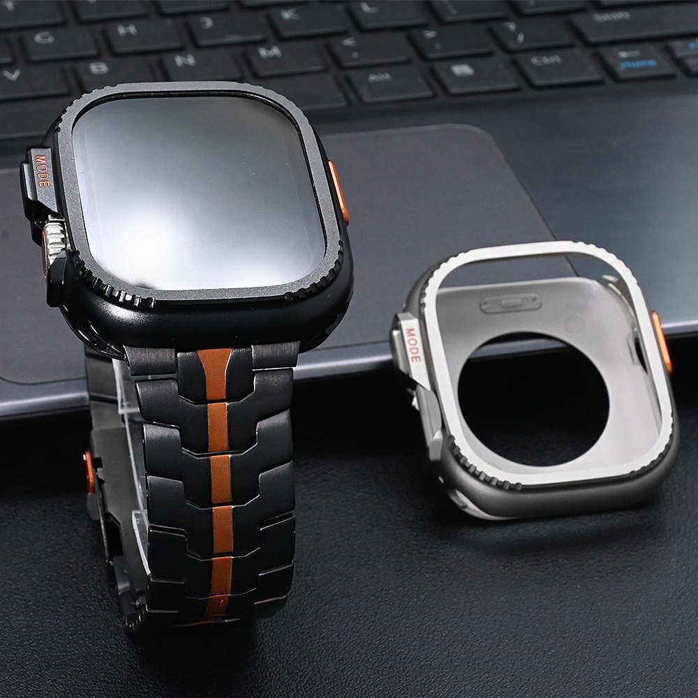 ♞,♘金屬變身錶殼+鈦合金錶帶 蘋果手錶 Apple Watch Ultra2 49mm 鋼鐵俠雙保險扣 45 44m