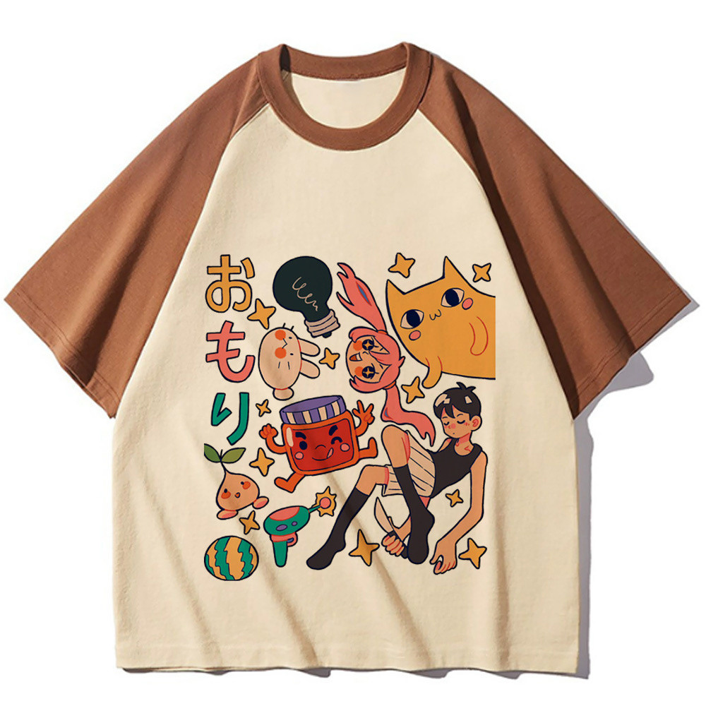 Omori 上衣 t 恤女孩 Gothic streetwear 多彩女性圖形 80 年代 t 恤流行文化動漫街頭服飾時