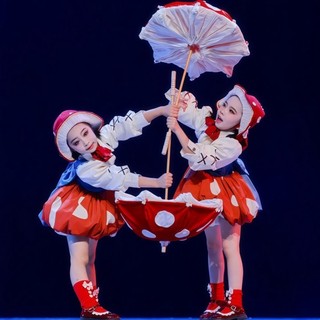 蘑菇舞蹈裙 蘑菇舞蹈演出服 公主裙 兒童洛麗塔小紅帽lolita表演cos服 幼稚園舞臺表演服 小紅帽洛麗塔連衣裙萬聖節