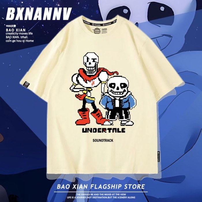 【夏季短袖】 Undertale傳說之下聯名短袖男T卹sans骷髏兄弟動漫週邊男童衣服  寬鬆短袖 舒適短袖