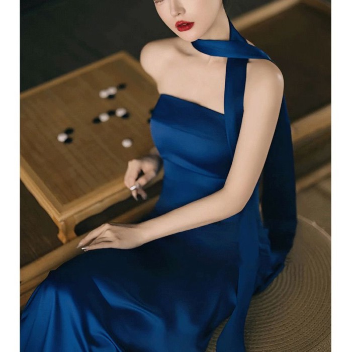 【新娘純色飄帶絲巾】掛脖綁包晨袍禮服裝飾配件 真絲絲巾 長絲巾 絲巾圍巾 婚禮造型 拍照道具 新娘秘書推薦 禮服 裝飾