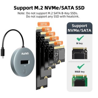 ⓉⓉ MAIWO M.2 NVMe&SATA SSD 外殼,USB3.2 10Gbps,8TB 容量,免工具 M.2 驅