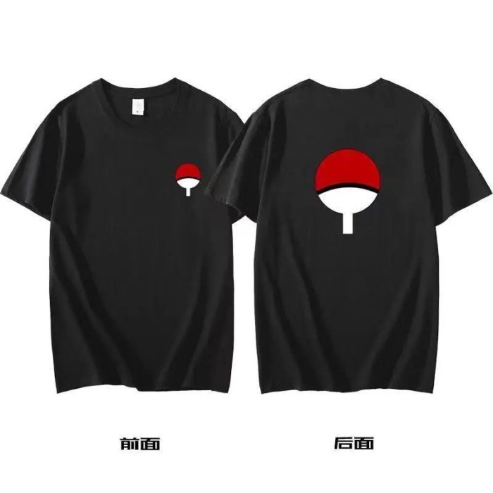 【台灣 出貨】 火影忍者宇智波家族佐助火扇休閒夏季標誌家族徽章衣服週邊短袖T卹男 短袖T恤 上衣 二次元 動漫短袖