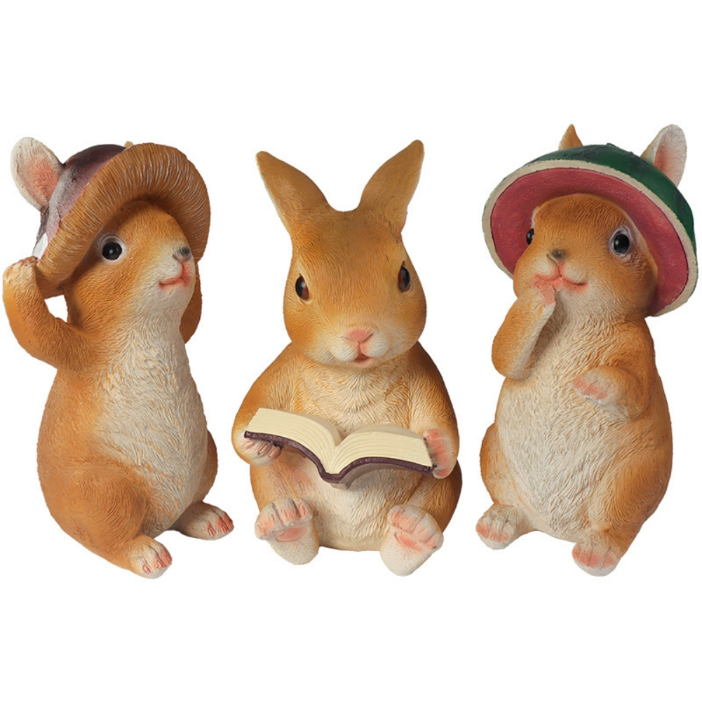 園藝裝飾擺件 戶外花園 復活節看書兔子 園藝動物裝飾品 創意樹脂仿真動物雕塑擺件