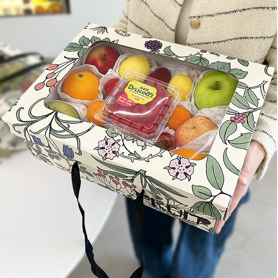 【客製化】【水果包裝禮盒】 透明 開窗 水果 禮品盒 蘋果柳丁香梨通用 手提包裝盒 6-8斤裝 禮盒