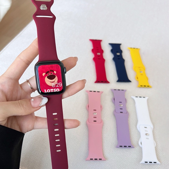 適用蘋果手錶Apple watch 蝴蝶扣 矽膠錶帶 iwatch S9 8 7 6 SE 蘋果矽膠錶帶 運動錶帶