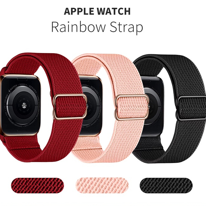 適用蘋果手錶Apple Watch 9代尼龍錶帶 彈力錶帶 iwatch S9 8 7 6 SE手錶錶帶 尼龍編織錶帶