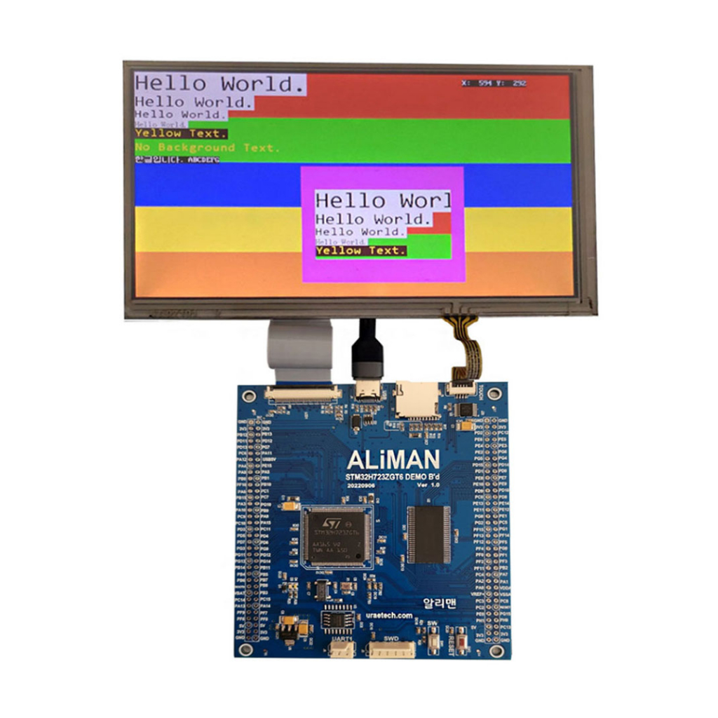 Stm32h723zg 演示板和 7 英寸 LCD 和 stm32cubeide 示源提供 stm32 評估 ALiMA